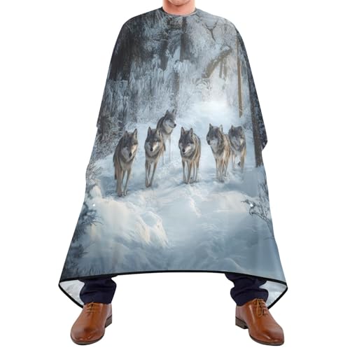 WELLDAY Hair Cutting Cape for Men, Wolf Barber Cape Adjustable Neck Size Professional Salon Cape