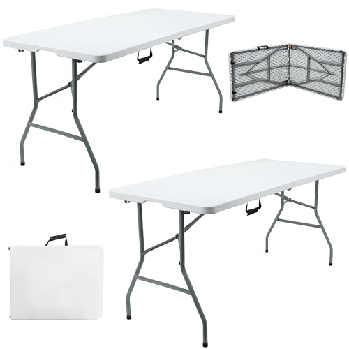 Denny International 1.8M 6ft Heavy Duty Folding Table for Catering Camping Table Trestle for BBQ Picnic Party (2)