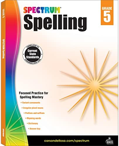 Spectrum Spelling Workbook Grade 5, Grammar and Handwriting Practice With Parts of Speech, Rhymes, Prefixes, Suffixes, 5th Grade Workbook With English ... or Homeschool Curriculum (Volume 75)
