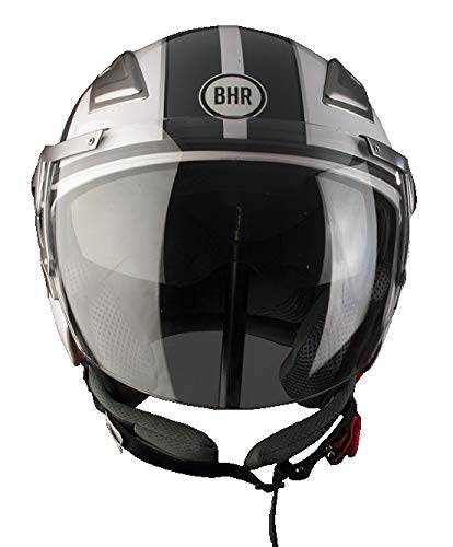 BHR 93280 Casco Doppia Visiera Modello Double 709, Star Bianco, S