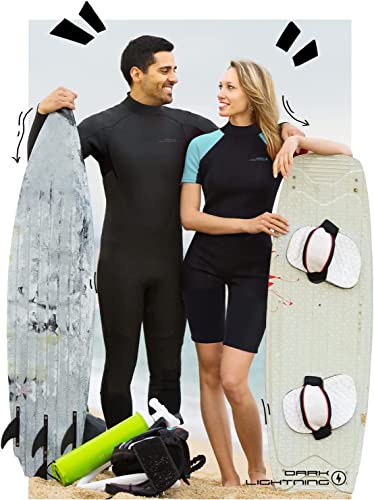 Dark Lightning Shorty Wetsuit Women, 2/2Mm Wet Suit Womens Diving Surfing Snorkeling Kayaking Water Sports (Women-Shorty-Blue-2/2Mm, Size 6) #TOP2