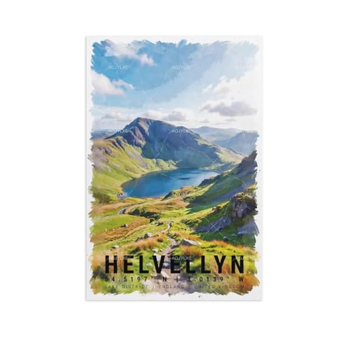 Poster voyage aquarelle Helvellyn grand paysage vintage 60x90