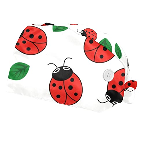 Chapeaux de travail ajustables à motif coccinelle et feuilles en duo