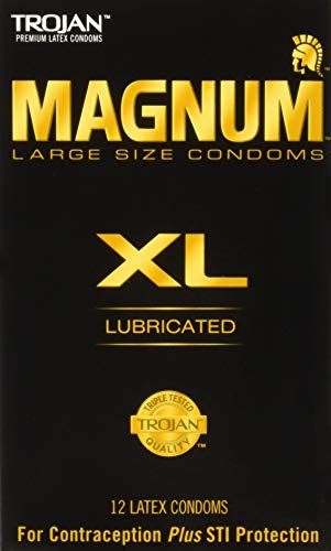 Trojan Magnum XL Size Lubricated Latex Condoms - 12 ct, Pack of 6