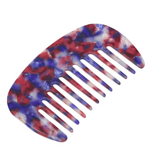 VOCOSTE Wide Tooth Comb, Anti-Static Pocket Size for Curly Hair, Red Blue