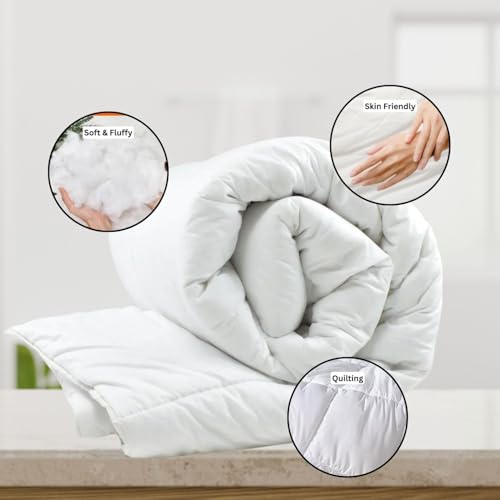 Image of Dohar Single | Double Bed Polycotton Blankets for Summer 90x100inch, 150GSM Ac Comforter and Cooling for Summer Classic Printed Design Quilt Ideal for Gifting (Off White Color, Single)