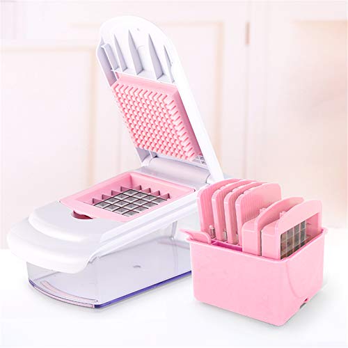 GemüSehobel Zwiebel Zerkleiner,Edelstahl Klingen, Obst Und GemüSeschneider Zwiebelschneider,Mit 7 Klingen,FüR Alle GemüSe,Pink