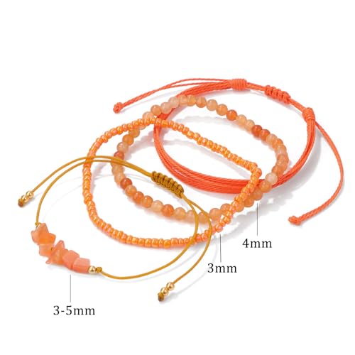 4Pcs Natural Stone Bead Bracelets for Women Healing Crystal Bracelet Boho Gemstone Bracelets Summer Woven Stretch String Bracelets for Women2