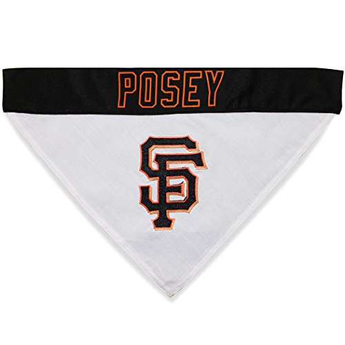 Image of MLBPA Reversible Dog Bandana - Buster Posey #28 Pet Bandana - MLB San Francisco Giants Home & Away Bandanna, Large /X-Large