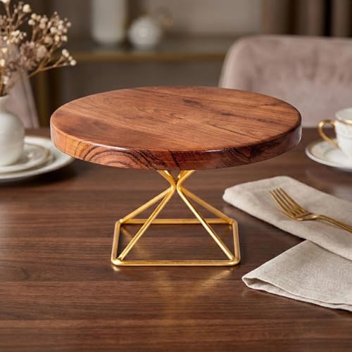 Image of Metscape India Sturdy Metal & Wood Cake Display Stand | Elegant Dessert, Pastry & Cake Presentation | Ideal for Weddings, Parties, Home Decor or Daily Use | Functional & Stylish | Premium Home Accessory