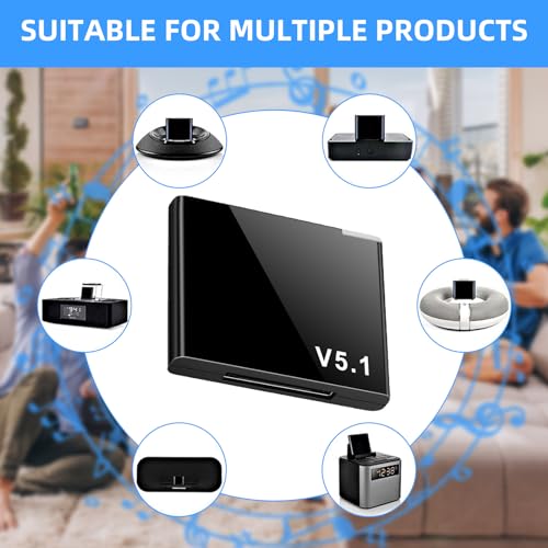30 Pin bluetooths Adapter, bluetooths 5.1 Music Audio Receiver for iPhones, A2DP Music Mini Wireless Adapter,Idea for iPhones and Other 30 Pin Dock Speakers #Black - Thumbnail 3