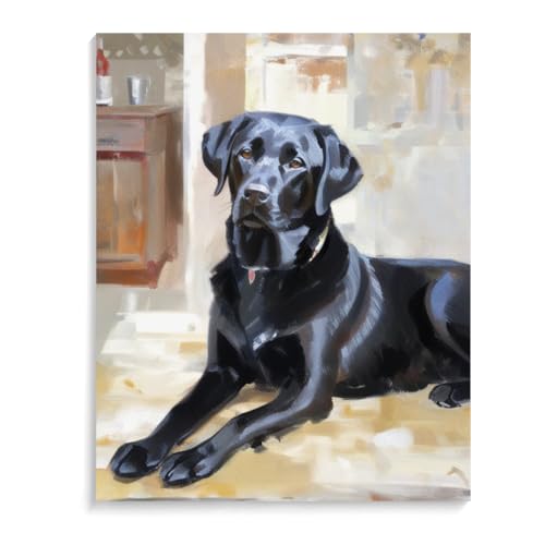 DIY Paint by Numbers Labrador Retriever Dog on Canvas Painting Kits for Adult, Beginner Oil Painting Kits Gift 12x16inch(30x40cm) Frameless