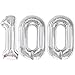 Giant Silver 100 Balloon Number - 40 Inch, 100k Balloons for Social Media | Number 100 Balloons for Silver 100 Birthday Decorations | Silver Cheers to 100 Years Balloons for 100th Birthday Decorations