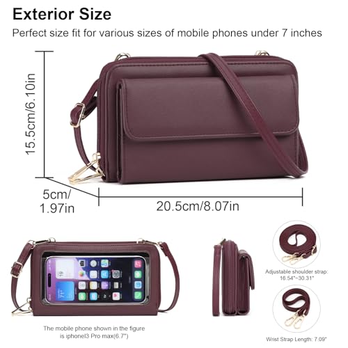 Image of GOIACII Phone Purse Crossbody Bags for Women Small Travel Wallet Touch Screen RFID Blocking