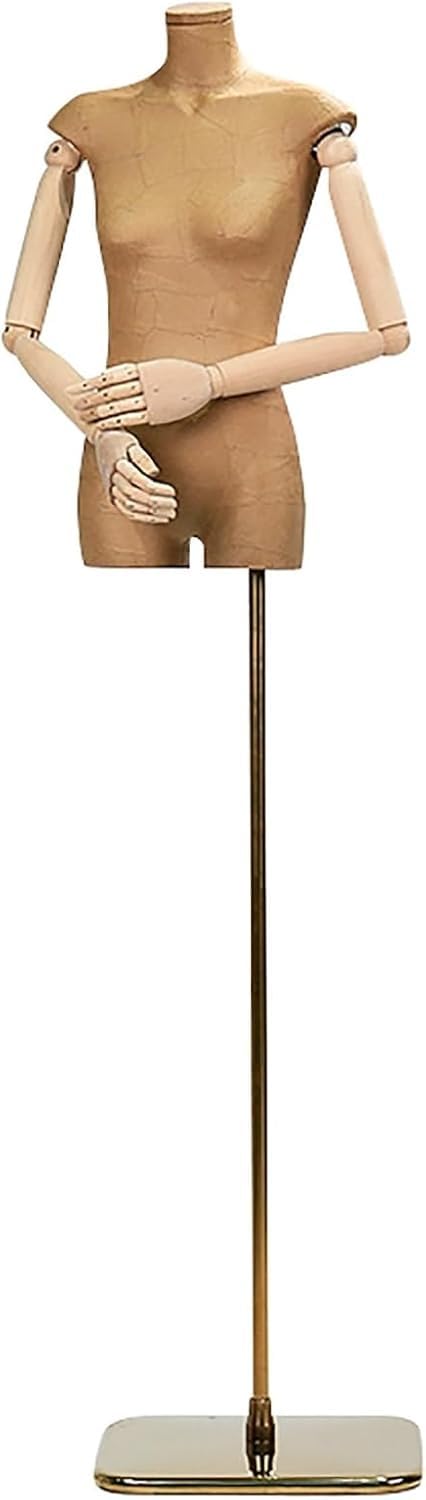 CONGRUI Clothing Mannequin, Retro Body Dress Form, Female Manikin Torso with Stand, for Window Display and Fashion Boutique(Gold)