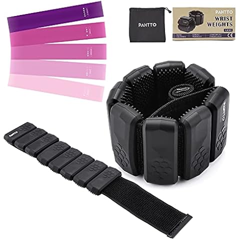 PAHTTO Silicone Wrist and Ankle Weight Bracelet,2 pcs Adjustable Ankle Weights Wearable Arm Leg Weight Set w/ 5 Resistance Bands for Exercise Walking Running Jogging Yoga Aerobics Cover