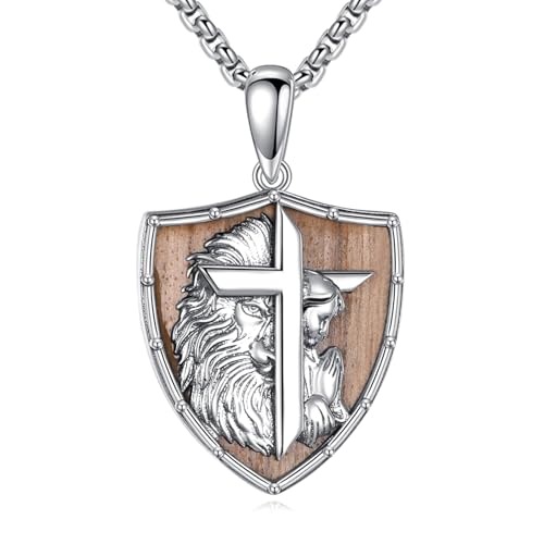 Collier lion pour homme argent sterling 925 pendentif lion en bois tendance