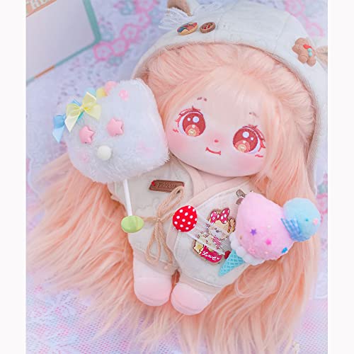 niannyyhouse 20cm Plush Doll Long Hair Girl Humanoid Stuffed Body no Attribute 8" Normal Body Wearable Clothing Dress Up Gifts (a-13-with Skeleton) - Image 3