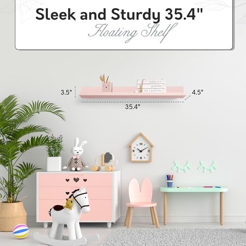Image of InPlace Pink Picture Ledge Shelf, 4.5 inch D x 35.4 inch W x 3.5 inch H, 9605016E