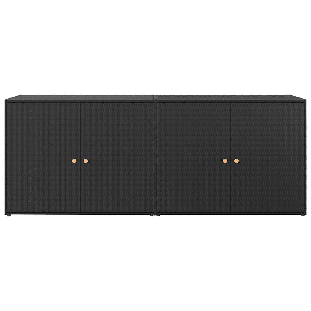 ACAGALA Gartenschrank Poly Rattan, Balkonschrank 4 Türen, Haushaltsschrank Aufbewahrungsschrank Beistellschrank Schrank, 198x55,5x80 cm, Schwarz