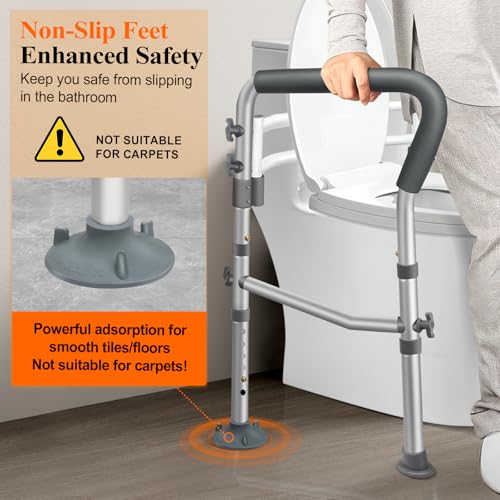 DePango Toilet Safety Rails for Elderly, Adjustable Handicap Toilet Seat with Handles, Sturdy Toilet Support Frame with Arms, Gifts for Seniors and Disabled - Image 6