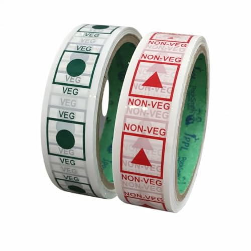 Image of Veg Non Veg Printed Packing Tape Combo Pack of 12 Rolls, 24 mm x