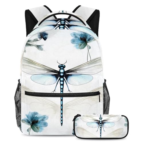 Sac à dos bleu libellule 63 esthétique (lot de 2 pièces), taille Large