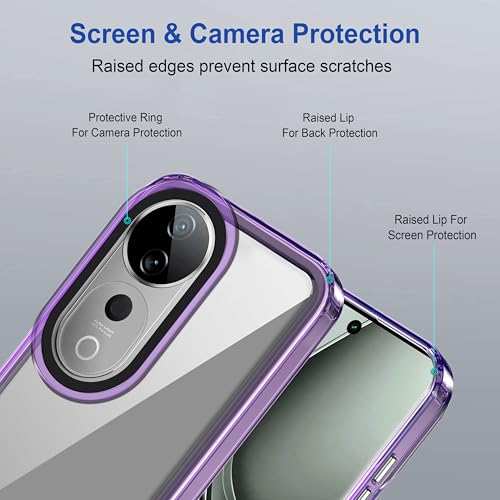 Image of Zapcase Back Case Cover for Vivo T3 Ultra 5G | Compatible for Vivo T3 Ultra 5G Back Cover | Case Cover with Camera Protection | (TPU + PC | Translucent Purple)