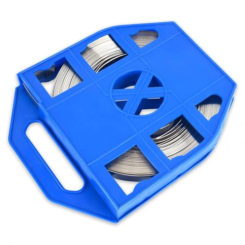 Steel Banding S304 Stainless Strapping - Steel Band Strapping Coil 100Feet * 1/2" Wide * 0.02" Thick Blue Plastic Tray for High-tensile Package Strapping Bunding Packaging by Encreese - Used condition - US$29.66