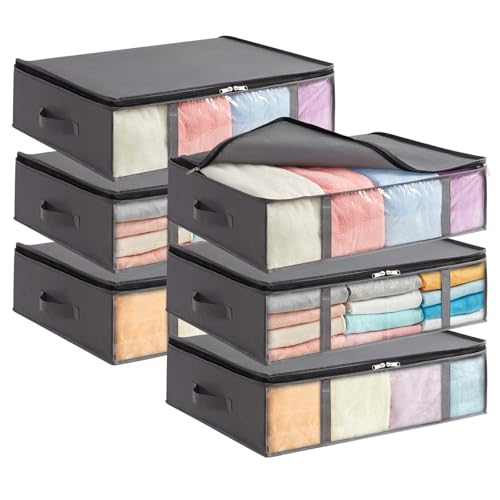 Lifewit Sacs de Rangement sous Lit, Boite Rangement Vetement Pliable, Housse Rangement Couette, Organisateur Placard avec Fenêtre Transparente pour...