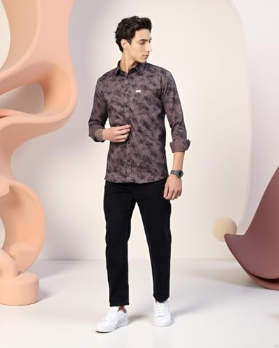 Image of Majestic Man Printed Pure Cotton Slim Fit Casual Shirt