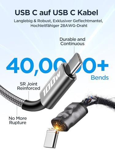 Aioneus 100W USB C Kabel, [2Stück 2M+2M] USB C auf USB C Kabel – Ansicht 6
