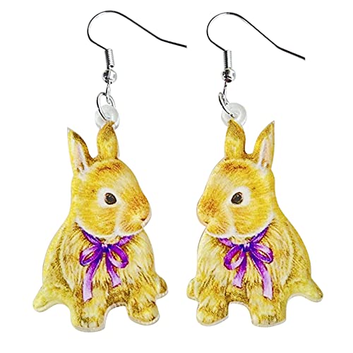 Pascua pendientes conejito flor cesta lindo impresión huevo pollo primavera flor pendientes Mgj539, talla única, Acrílico