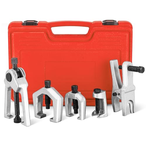 NYXOVA 5pcs Ball Joint Separator Pitman Arm Puller Tie Rod End Tool Set for Front End Service Splitter Removal Kit (Red)