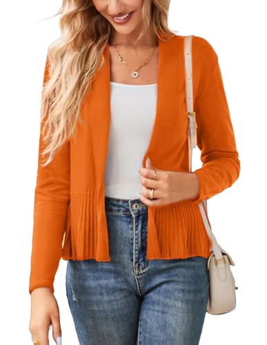Image of GRACE KARIN Women's Lightweight Peplum Cardigan Sweaters Open Front Cropped Cardigan Long Sleeve Trendy Summer Knit Tops