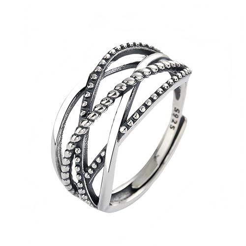 Bague argent 925 femme tressée style vintage chic pour le pouce