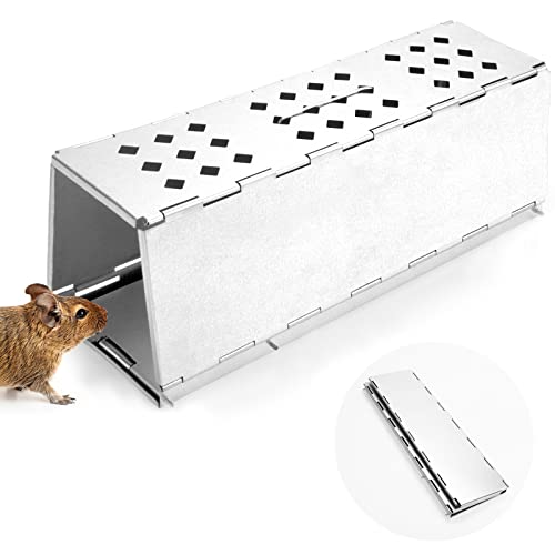 VOTUKU Piège à Souris Vivant, Cage Piège de Capture Métallique Pliable, Respectueux des Animaux, Piège à Nourriture Anti-Rouille pour Souris, Piège à Rats pour Cuisine Entrepôt Champ Forêt