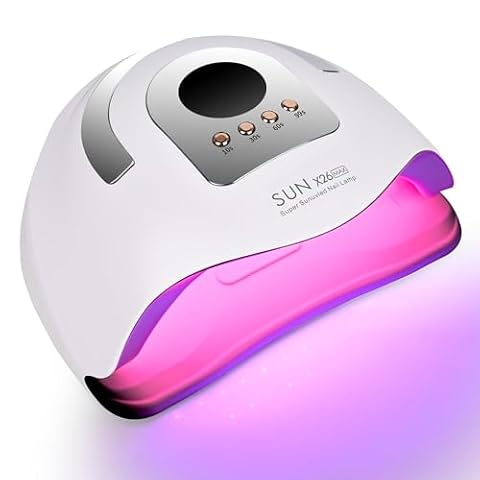 Gaethra Lampa UV do paznokci żelowych, 380 W, LED, paznokcie do manicure i pedicure, neonail lampa UV z 4 timerami i automatycznym czujnikiem, na urodziny i dla kobiet