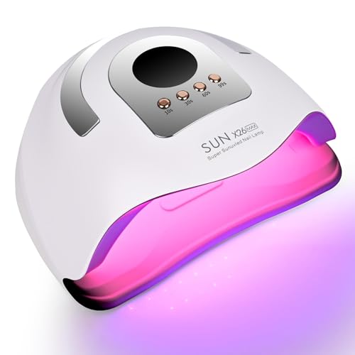 Gaethra Lampa UV do paznokci żelowych, 380 W, LED, paznokcie do manicure i pedicure, neonail lampa UV z 4 timerami i automatycznym czujnikiem, na urodziny i dla kobiet
