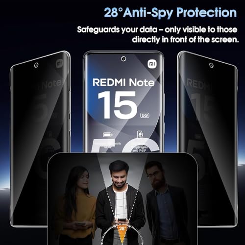 Image of ZARALA Privacy Hydrogel Screen Protector for Anti-Spy Flexible TPU Private Protective Film, Anti-Scratch Anti-Peeping Ultra-Thin Soft Hydrogel Protective Film (FOR Redmi Note 15 Pro Plus)