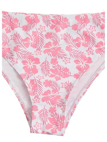 Image of COZYEASE Girls' 2 Piece Ditsy Floral Print Knot Front Ruched Triangle Bikini Swimsuit
