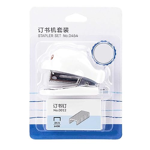 GPAHRRDNIJ 1PC Creative Mini Stapler Cartoon Dolphin Shape Stapler Learning Stationery Crafts for Adults (White, One Size)