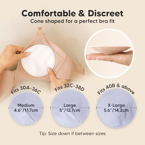Image of Organic Nursing Pads - 14 Washable Breast Pads for Breastfeeding, Wash Bag, Viscose Derived from Bamboo Reusable Nipple Covers for Breastfeeding Essentials, Soft & Absorbent (Violet, L 5 inch)
