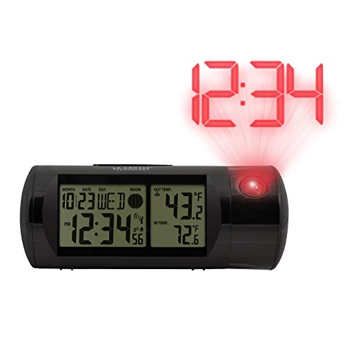 La Crosse Technology 616-143 Projection Alarm Clock With Backlight With In/Out Temp, 7.09" L X 2.87" H, Black #TOP3