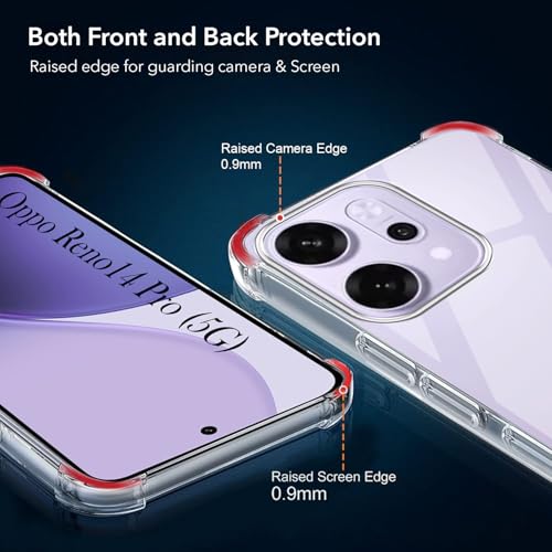 Image of Jkobi Shockproof Crystal-Clear Back Cover for Oppo Reno14 Pro 5G | Oppo Reno 14 Pro 5G (Anti Yellow Case | Drop & Camera Protection | Hard Polycarbonate)