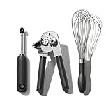 OXO Good Grips 3-Piece Everyday Kitchen Tool and Utensil Set, Swivel Peeler, Can Opener, Whisk [Amazon Exclusive]
