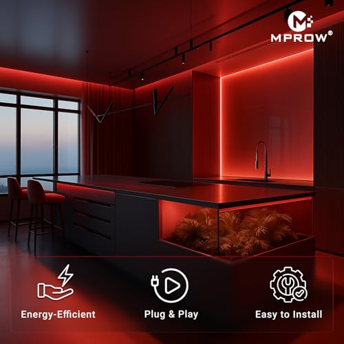 Image of MPROW 5 Meter LED Rope Light | 120 LEDs /Meter Waterproof Strip Light | Cove Light for False Ceiling, Diwali, Balcony & Indoor Decoration (Red)