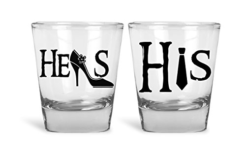 His and Hers Funny Novelty Couples Shot Glasses | Great for Bride, Groom