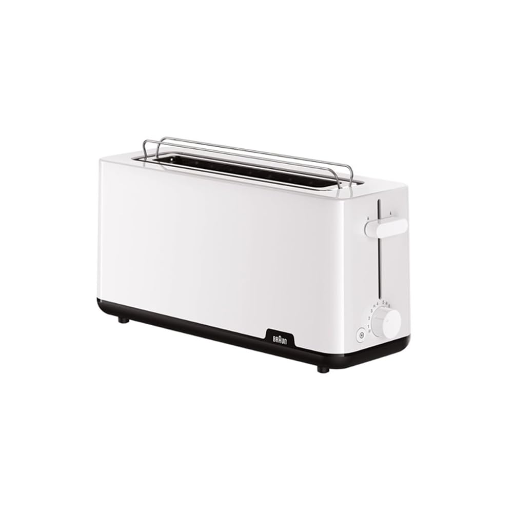 Braun Breakfast 1 HT1110WH Toaster – 25 cm Schlitz, 8 Bräunungsstufen, 1030 W, Weiß