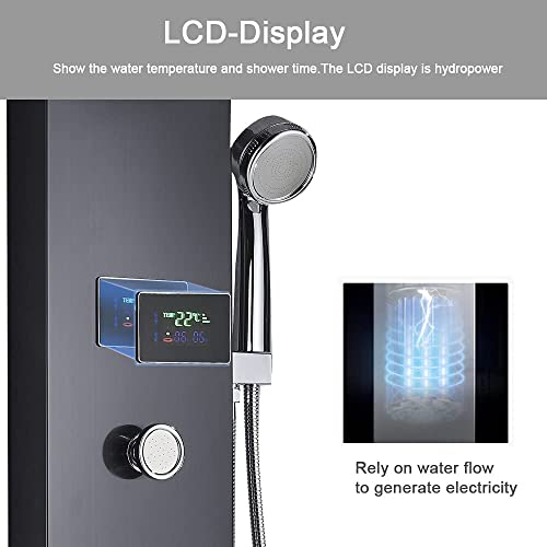 Image of FUZ Contemporary Shower Panel Tower System Black